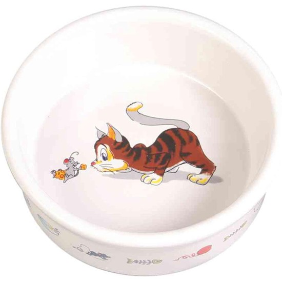 Trixie Ceramic Cat Bowl with Motif, 0.2 Litre, White Trixie Ceramic Cat Bowl with Motif, 0.2 Litre, White