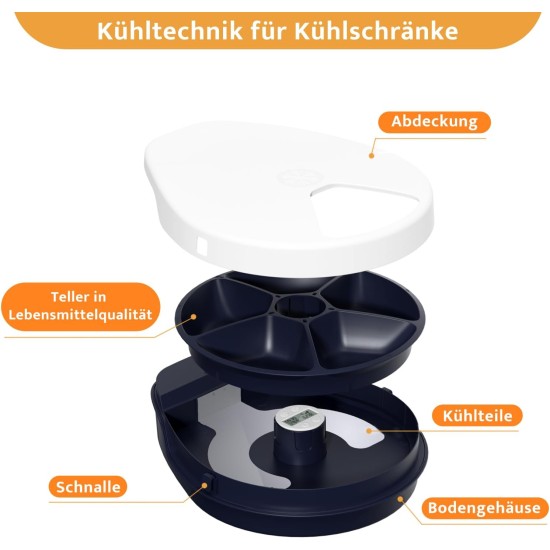 UBPET Automatic Cat Feeder Wet Food with Cooling, Semiconductor Cold Technology, Timing Function, Automatic Feeder Cat, 5 Food Compartments for 330 g Pet Food, Premium Plates, Washable, for Cats + UBPET Automatic Cat Feeder Wet Food with Cooling, Semiconductor Cold Technology, Timing Function, Automatic Feeder Cat, 5 Food Compartments for 330 g Pet Food, Premium Plates, Washable, for Cats +