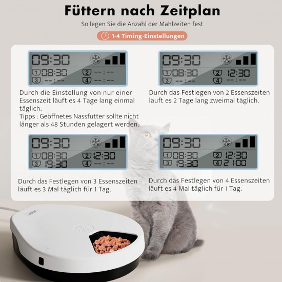 UBPET F10 Automatic Cat Wet Food with Cooling, Semiconductor Cooling, Timing Function, Automatic Feeder Cat, Quick Chills Sauce, Wet Food, Dry Food, Cat Feeder, 5 Meals Cat Dog UBPET F10 Automatic Cat Wet Food with Cooling, Semiconductor Cooling, Timing Function, Automatic Feeder Cat, Quick Chills Sauce, Wet Food, Dry Food, Cat Feeder, 5 Meals Cat Dog