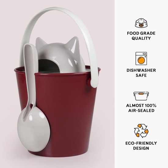 United Pets Crick Cat Food Container, Made in Italy, Bordeaux/Grey, Includes Food Scoop, Designer Stefano Giovannoni Cat Food Container - One Size United Pets Crick Cat Food Container, Made in Italy, Bordeaux/Grey, Includes Food Scoop, Designer Stefano Giovannoni Cat Food Container - One Size