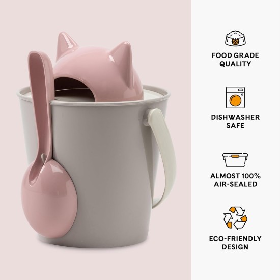 United Pets Crick Cat Food Container, Made in Italy, Pink/Grey, Includes Food Scoop, Designer Stefano Giovannoni Cat Food Container - One Size United Pets Crick Cat Food Container, Made in Italy, Pink/Grey, Includes Food Scoop, Designer Stefano Giovannoni Cat Food Container - One Size