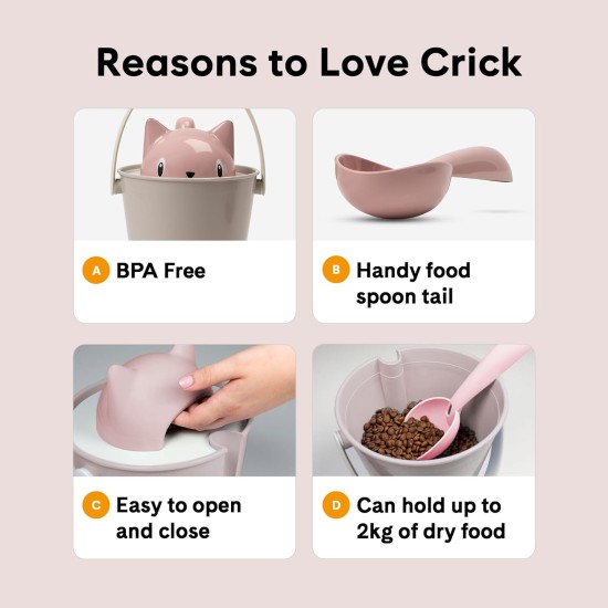 United Pets Crick Cat Food Container, Made in Italy, Pink/Grey, Includes Food Scoop, Designer Stefano Giovannoni Cat Food Container - One Size United Pets Crick Cat Food Container, Made in Italy, Pink/Grey, Includes Food Scoop, Designer Stefano Giovannoni Cat Food Container - One Size