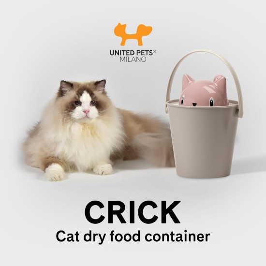 United Pets Crick Cat Food Container, Made in Italy, Pink/Grey, Includes Food Scoop, Designer Stefano Giovannoni Cat Food Container - One Size United Pets Crick Cat Food Container, Made in Italy, Pink/Grey, Includes Food Scoop, Designer Stefano Giovannoni Cat Food Container - One Size