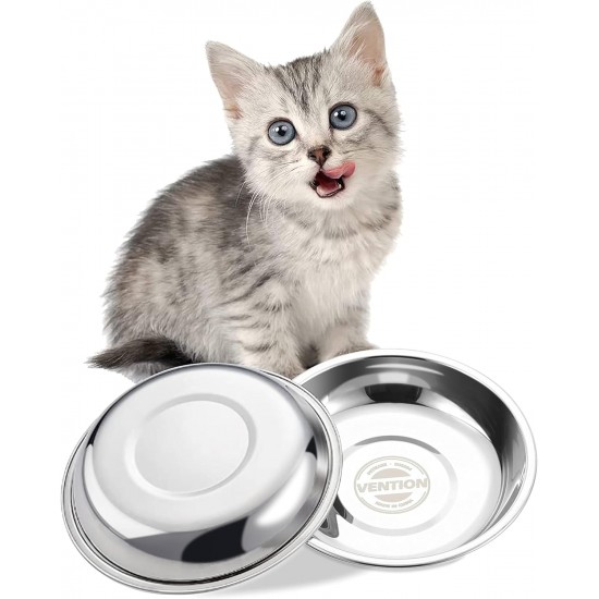 VENTION Small Flat Cat Food Bowls, Outer Diameter 14.6 cm, Stainless Steel Cat Bowl for Domestic Cats, 4 Pieces Replacement Cat Bowls 320 ml for Raised Feeding Station, Food Bowls VENTION Small Flat Cat Food Bowls, Outer Diameter 14.6 cm, Stainless Steel Cat Bowl for Domestic Cats, 4 Pieces Replacement Cat Bowls 320 ml for Raised Feeding Station, Food Bowls