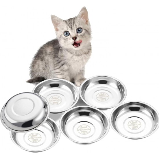 VENTION Small Flat Cat Food Bowls, Outer Diameter 14.6 cm, Stainless Steel Cat Bowl for Domestic Cats, 4 Pieces Replacement Cat Bowls 320 ml for Raised Feeding Station, Food Bowls VENTION Small Flat Cat Food Bowls, Outer Diameter 14.6 cm, Stainless Steel Cat Bowl for Domestic Cats, 4 Pieces Replacement Cat Bowls 320 ml for Raised Feeding Station, Food Bowls