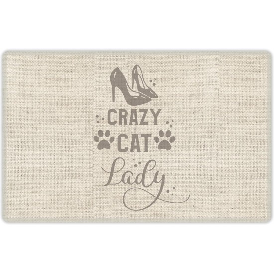 VINILIKO, Crazy Cat Lady Waterproof Pet Bowl Mat 48 x 75 cm VINILIKO, Crazy Cat Lady Waterproof Pet Bowl Mat 48 x 75 cm