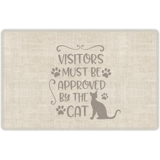 VINILIKO, Waterproof Pet Bowl Mat - All Guests Must Be Approved By My Cat - 48 x 75cm VINILIKO, Waterproof Pet Bowl Mat - All Guests Must Be Approved By My Cat - 48 x 75cm