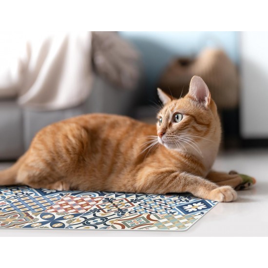 VINILIKO, Waterproof Pet Bowl Mat Mosaic Guimaraes 48 x 75 cm VINILIKO, Waterproof Pet Bowl Mat Mosaic Guimaraes 48 x 75 cm