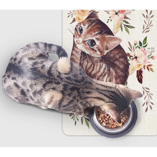 VINILIKO, Waterproof Pet Bowl Mat Sweet Cat 48 x 75 cm VINILIKO, Waterproof Pet Bowl Mat Sweet Cat 48 x 75 cm