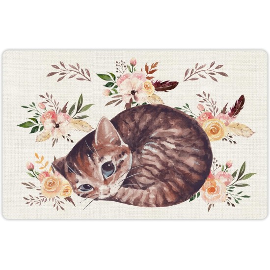 VINILIKO, Waterproof Pet Bowl Mat Sweet Cat 48 x 75 cm