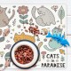 VINILIKO, Waterproof Pet Bowl Mat for Cats in Paradise 48 x 75 cm VINILIKO, Waterproof Pet Bowl Mat for Cats in Paradise 48 x 75 cm