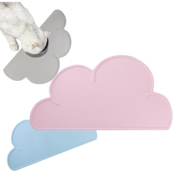 VINPAM Creative Cute Pet Silicone Pet Placemat Feeding Mat Cat Bowl Dog Bowl Non-Slip Waterproof Mat Pet Dining Mat 48 x 27 cm, Pink (Pink)