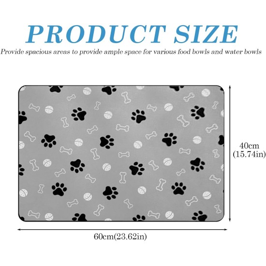 WANDGU 40 x 60 cm Waterproof Feeding Mat for Dogs and Cats: Super Absorbent Quick-Drying Bowl Mat with Non-Slip Rubber Coating for Cat Bowl and Dog Bowl Mat WANDGU 40 x 60 cm Waterproof Feeding Mat for Dogs and Cats: Super Absorbent Quick-Drying Bowl Mat with Non-Slip Rubber Coating for Cat Bowl and Dog Bowl Mat