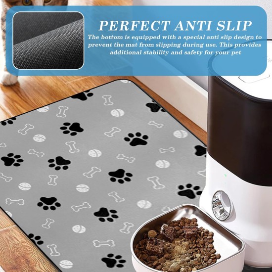 WANDGU 40 x 60 cm Waterproof Feeding Mat for Dogs and Cats: Super Absorbent Quick-Drying Bowl Mat with Non-Slip Rubber Coating for Cat Bowl and Dog Bowl Mat WANDGU 40 x 60 cm Waterproof Feeding Mat for Dogs and Cats: Super Absorbent Quick-Drying Bowl Mat with Non-Slip Rubber Coating for Cat Bowl and Dog Bowl Mat