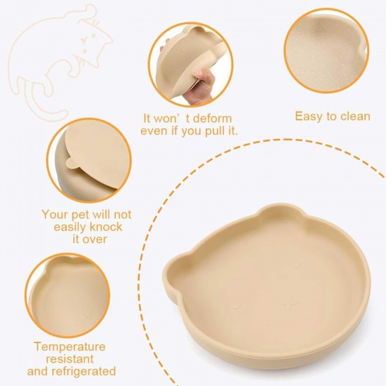 WJUAN Pack of 2 Cat Bowls, Khaki, Silica Gel, Feeding Bowls for Cats, Both Hot and Cold, with Suction Cup on the Bottom, Easy to Clean, Cat Food Bowl, Suitable for Cats, Dogs, Rabbits WJUAN Pack of 2 Cat Bowls, Khaki, Silica Gel, Feeding Bowls for Cats, Both Hot and Cold, with Suction Cup on the Bottom, Easy to Clean, Cat Food Bowl, Suitable for Cats, Dogs, Rabbits