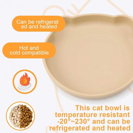 WJUAN Pack of 2 Cat Bowls, Khaki, Silica Gel, Feeding Bowls for Cats, Both Hot and Cold, with Suction Cup on the Bottom, Easy to Clean, Cat Food Bowl, Suitable for Cats, Dogs, Rabbits WJUAN Pack of 2 Cat Bowls, Khaki, Silica Gel, Feeding Bowls for Cats, Both Hot and Cold, with Suction Cup on the Bottom, Easy to Clean, Cat Food Bowl, Suitable for Cats, Dogs, Rabbits