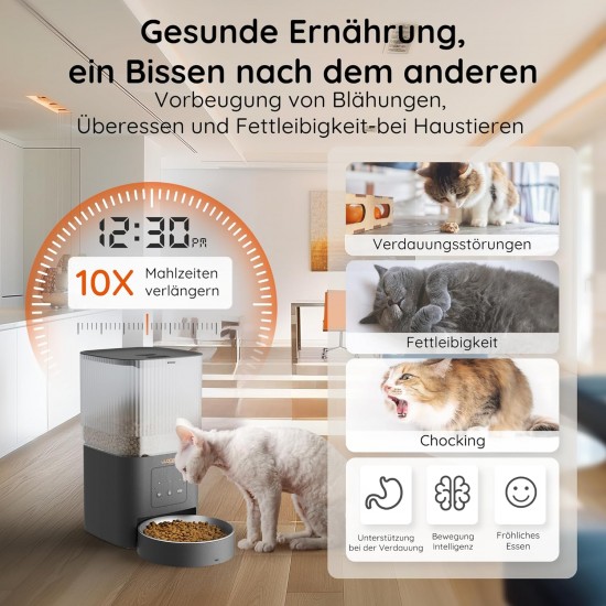 WOPET Automatic Cat Feeder 4L Cat Food Automatic 180 Days Battery Life (1-6 Meals/Day, Dry Food) Feeder for Cats/Dogs, Stainless Steel Bowl, Double Power Supply, Black WOPET Automatic Cat Feeder 4L Cat Food Automatic 180 Days Battery Life (1-6 Meals/Day, Dry Food) Feeder for Cats/Dogs, Stainless Steel Bowl, Double Power Supply, Black