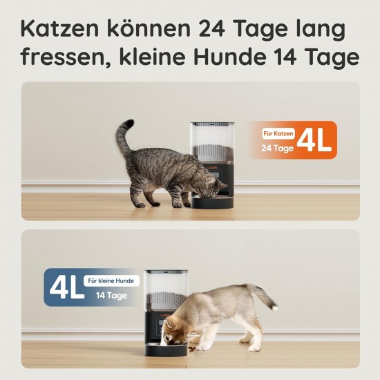 WOPET Automatic Cat Feeder 4L Cat Food Automatic 180 Days Battery Life (1-6 Meals/Day, Dry Food) Feeder for Cats/Dogs, Stainless Steel Bowl, Double Power Supply, Black WOPET Automatic Cat Feeder 4L Cat Food Automatic 180 Days Battery Life (1-6 Meals/Day, Dry Food) Feeder for Cats/Dogs, Stainless Steel Bowl, Double Power Supply, Black