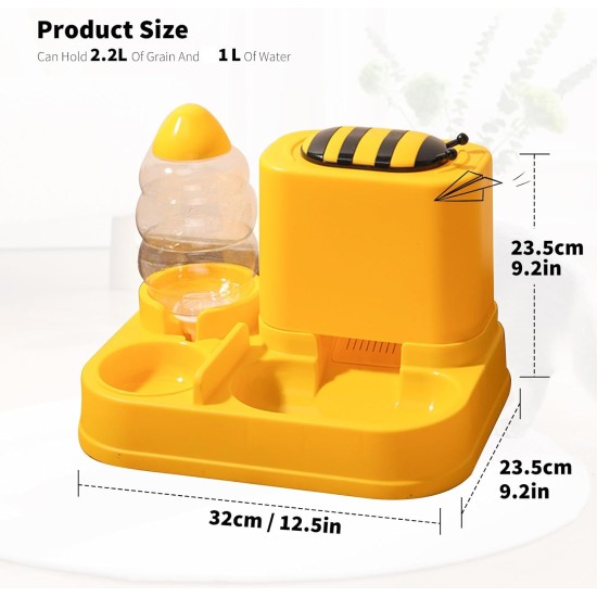 Water Dispenser & Feeder for Cats and Dogs, Gravity 2-in-1 Automatic Dry Food Dispenser for Cats and Dogs, Automatic Feeder & Water Drinker Set for Small Animals Water Dispenser & Feeder for Cats and Dogs, Gravity 2-in-1 Automatic Dry Food Dispenser for Cats and Dogs, Automatic Feeder & Water Drinker Set for Small Animals