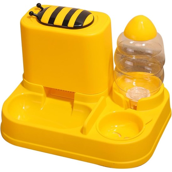 Water Dispenser & Feeder for Cats and Dogs, Gravity 2-in-1 Automatic Dry Food Dispenser for Cats and Dogs, Automatic Feeder & Water Drinker Set for Small Animals