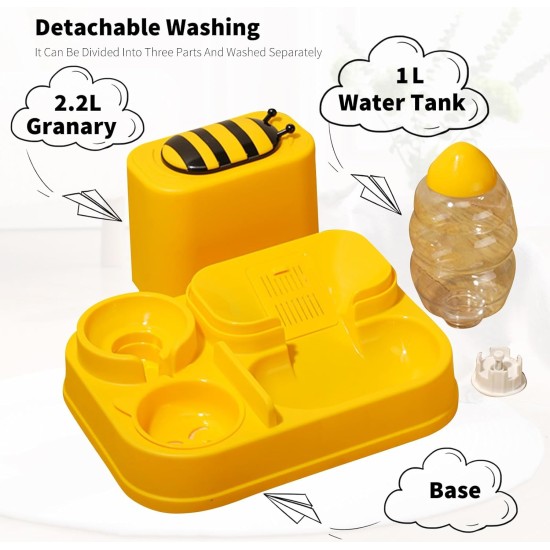 Water Dispenser & Feeder for Cats and Dogs, Gravity 2-in-1 Automatic Dry Food Dispenser for Cats and Dogs, Automatic Feeder & Water Drinker Set for Small Animals Water Dispenser & Feeder for Cats and Dogs, Gravity 2-in-1 Automatic Dry Food Dispenser for Cats and Dogs, Automatic Feeder & Water Drinker Set for Small Animals