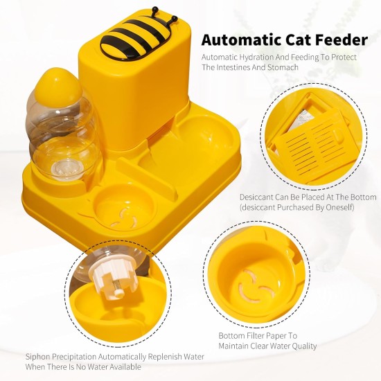 Water Dispenser & Feeder for Cats and Dogs, Gravity 2-in-1 Automatic Dry Food Dispenser for Cats and Dogs, Automatic Feeder & Water Drinker Set for Small Animals Water Dispenser & Feeder for Cats and Dogs, Gravity 2-in-1 Automatic Dry Food Dispenser for Cats and Dogs, Automatic Feeder & Water Drinker Set for Small Animals