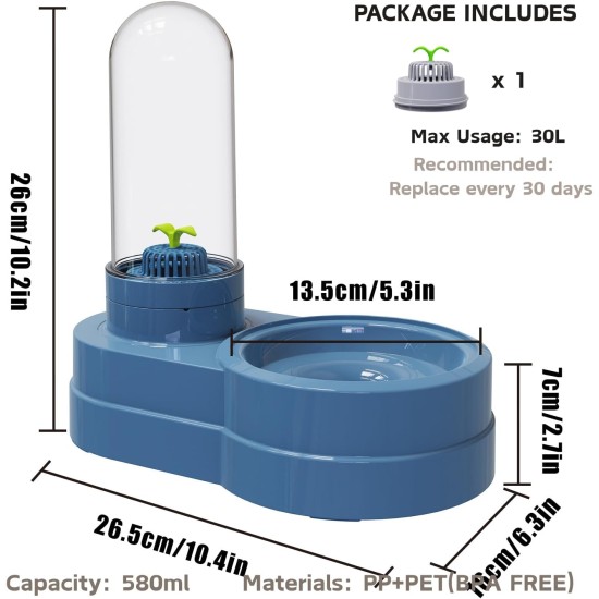 Water Dispenser for Cats and Dogs, 580 ml, Automatic Gravity Pet Drinking Fountain with Filter for Small Dogs, Cats, Rabbits, Small Animals (Grey) Water Dispenser for Cats and Dogs, 580 ml, Automatic Gravity Pet Drinking Fountain with Filter for Small Dogs, Cats, Rabbits, Small Animals (Grey)
