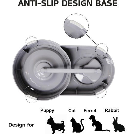 Water Dispenser for Cats and Dogs, 580 ml, Automatic Gravity Pet Drinking Fountain with Filter for Small Dogs, Cats, Rabbits, Small Animals (Grey) Water Dispenser for Cats and Dogs, 580 ml, Automatic Gravity Pet Drinking Fountain with Filter for Small Dogs, Cats, Rabbits, Small Animals (Grey)
