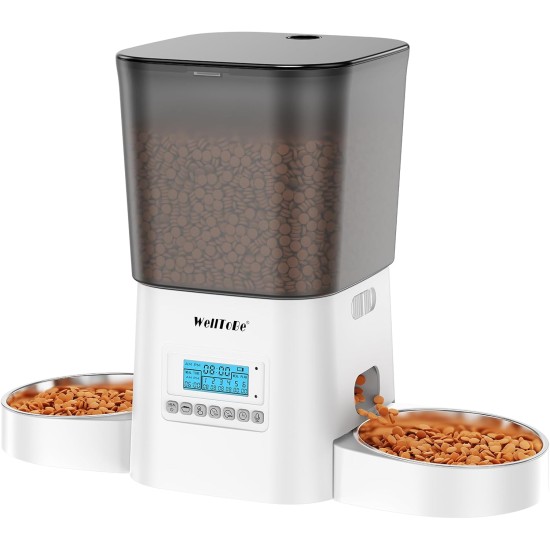 WellToBe Automatic Feeder for 2 Cats, Automatic Feeder for 2 Pets with Desiccant Bag, Pet Feeder with Timer, 6 Meals a Day with Portion Control, Dual Power Supply WellToBe Automatic Feeder for 2 Cats, Automatic Feeder for 2 Pets with Desiccant Bag, Pet Feeder with Timer, 6 Meals a Day with Portion Control, Dual Power Supply
