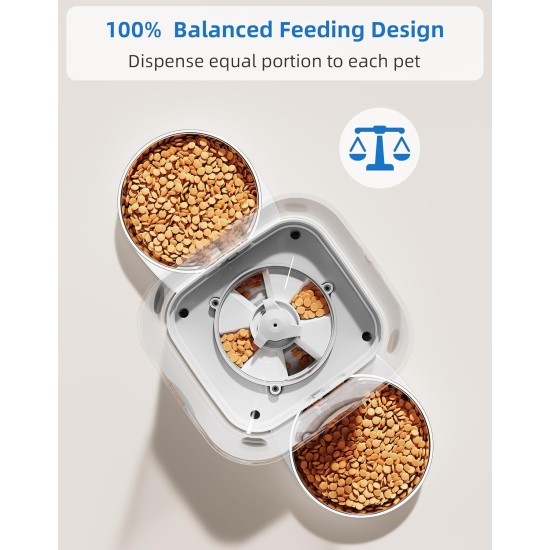 WellToBe Automatic Feeder for 2 Cats, Automatic Feeder for 2 Pets with Desiccant Bag, Pet Feeder with Timer, 6 Meals a Day with Portion Control, Dual Power Supply WellToBe Automatic Feeder for 2 Cats, Automatic Feeder for 2 Pets with Desiccant Bag, Pet Feeder with Timer, 6 Meals a Day with Portion Control, Dual Power Supply