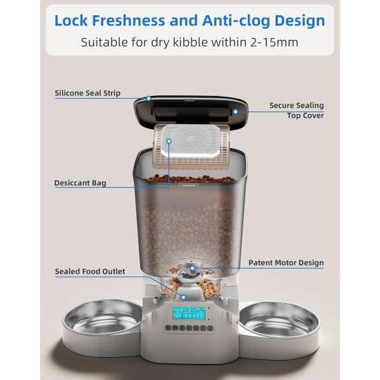 WellToBe Automatic Feeder for 2 Cats, Automatic Feeder for 2 Pets with Desiccant Bag, Pet Feeder with Timer, 6 Meals a Day with Portion Control, Dual Power Supply WellToBe Automatic Feeder for 2 Cats, Automatic Feeder for 2 Pets with Desiccant Bag, Pet Feeder with Timer, 6 Meals a Day with Portion Control, Dual Power Supply