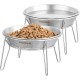 Wellbro Elevated Cat Bowls, Wide Stainless Steel Cat Food Bowls with Metal Stand, Whiskers, Stress Free, Elevated Food and Water Bowl for Cats, Kittens, Puppies and Small Dogs, Pack of 2