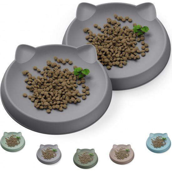 Wingcases Cat Bowl for Delicate Small Indoor Kittens (2 Pieces, Dark Grey, Soft Silicone) Feeding Bowl, Flat Feeding Bowl, Plate, Wide Protection of Cat Beard Hair, Cat Accessories Wingcases Cat Bowl for Delicate Small Indoor Kittens (2 Pieces, Dark Grey, Soft Silicone) Feeding Bowl, Flat Feeding Bowl, Plate, Wide Protection of Cat Beard Hair, Cat Accessories