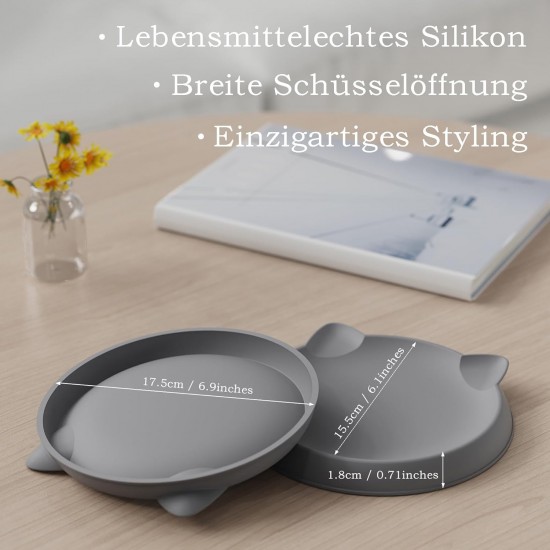 Wingcases Cat Bowl for Delicate Small Indoor Kittens (2 Pieces, Dark Grey, Soft Silicone) Feeding Bowl, Flat Feeding Bowl, Plate, Wide Protection of Cat Beard Hair, Cat Accessories Wingcases Cat Bowl for Delicate Small Indoor Kittens (2 Pieces, Dark Grey, Soft Silicone) Feeding Bowl, Flat Feeding Bowl, Plate, Wide Protection of Cat Beard Hair, Cat Accessories