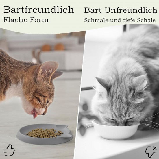 Wingcases Cat Bowl for Delicate Small Indoor Kittens (2 Pieces, Dark Grey, Soft Silicone) Feeding Bowl, Flat Feeding Bowl, Plate, Wide Protection of Cat Beard Hair, Cat Accessories Wingcases Cat Bowl for Delicate Small Indoor Kittens (2 Pieces, Dark Grey, Soft Silicone) Feeding Bowl, Flat Feeding Bowl, Plate, Wide Protection of Cat Beard Hair, Cat Accessories
