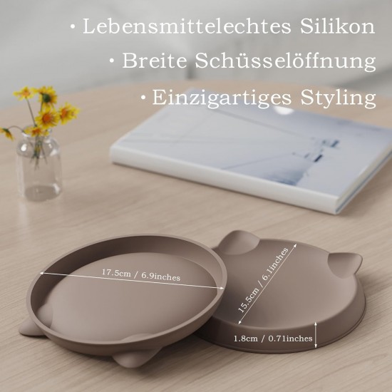 Wingcases Cat Bowl for Delicate Small Indoor Kittens (2 Pieces, Dark Grey, Soft Silicone) Feeding Bowl, Flat Feeding Bowl, Plate, Wide Protection of Cat Beard Hair, Cat Accessories Wingcases Cat Bowl for Delicate Small Indoor Kittens (2 Pieces, Dark Grey, Soft Silicone) Feeding Bowl, Flat Feeding Bowl, Plate, Wide Protection of Cat Beard Hair, Cat Accessories
