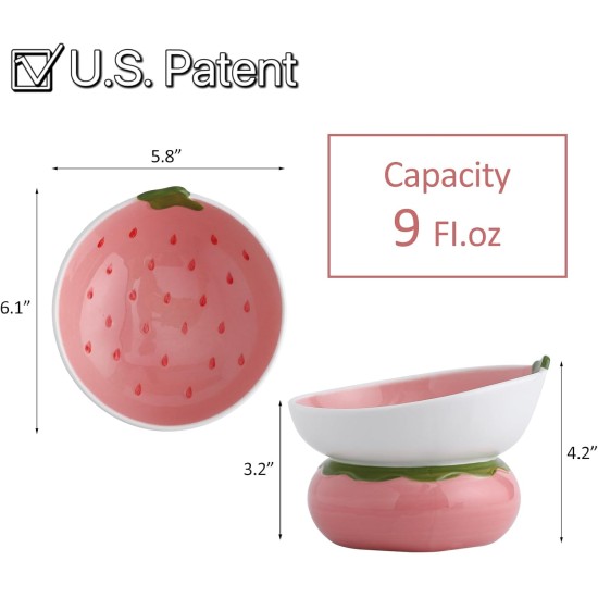 Yeexoxow Raised Cat Bowl, Ceramic Pink Raised Cat Food Bowl for Indoor Cats, Anti Vomiting and Protect Pet's Spine, Cute Tilted Cat Bowl for Flat Cats Yeexoxow Raised Cat Bowl, Ceramic Pink Raised Cat Food Bowl for Indoor Cats, Anti Vomiting and Protect Pet's Spine, Cute Tilted Cat Bowl for Flat Cats