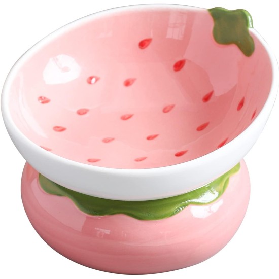 Yeexoxow Raised Cat Bowl, Ceramic Pink Raised Cat Food Bowl for Indoor Cats, Anti Vomiting and Protect Pet's Spine, Cute Tilted Cat Bowl for Flat Cats Yeexoxow Raised Cat Bowl, Ceramic Pink Raised Cat Food Bowl for Indoor Cats, Anti Vomiting and Protect Pet's Spine, Cute Tilted Cat Bowl for Flat Cats