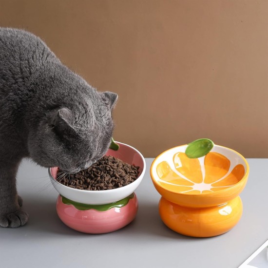 Yeexoxow Raised Cat Bowl, Ceramic Pink Raised Cat Food Bowl for Indoor Cats, Anti Vomiting and Protect Pet's Spine, Cute Tilted Cat Bowl for Flat Cats Yeexoxow Raised Cat Bowl, Ceramic Pink Raised Cat Food Bowl for Indoor Cats, Anti Vomiting and Protect Pet's Spine, Cute Tilted Cat Bowl for Flat Cats