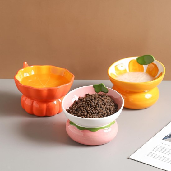 Yeexoxow Raised Cat Bowl, Ceramic Pink Raised Cat Food Bowl for Indoor Cats, Anti Vomiting and Protect Pet's Spine, Cute Tilted Cat Bowl for Flat Cats Yeexoxow Raised Cat Bowl, Ceramic Pink Raised Cat Food Bowl for Indoor Cats, Anti Vomiting and Protect Pet's Spine, Cute Tilted Cat Bowl for Flat Cats