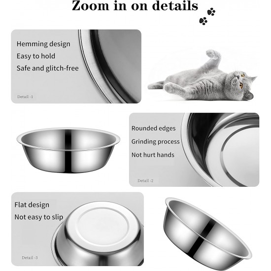 Zayin Stainless Steel Pet Bowls for Cats or Small Dogs Premium Stainless Steel Water and Food Bowls, Replacement Metal Bowls for Pet Feeding Station Set of 2 (14 cm/5.5 in) Zayin Stainless Steel Pet Bowls for Cats or Small Dogs Premium Stainless Steel Water and Food Bowls, Replacement Metal Bowls for Pet Feeding Station Set of 2 (14 cm/5.5 in)
