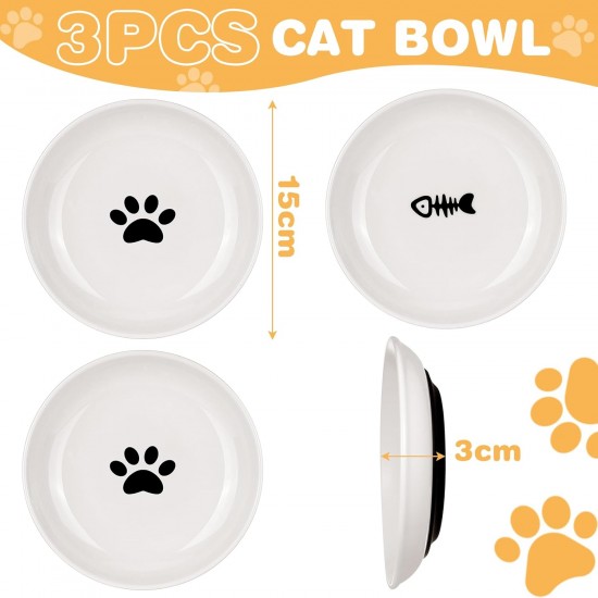 Zeawavsl Ceramic Cat Bowl, Set of 3, Non-Slip Rubber Base Feeding Bowl for Cats, Flat Bowl, Robust Cat Plate, Bowls for Food and Water, Ideal for Cat Lovers Zeawavsl Ceramic Cat Bowl, Set of 3, Non-Slip Rubber Base Feeding Bowl for Cats, Flat Bowl, Robust Cat Plate, Bowls for Food and Water, Ideal for Cat Lovers