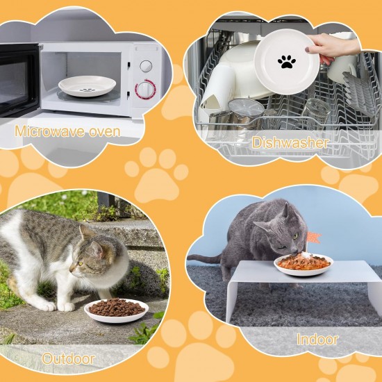 Zeawavsl Ceramic Cat Bowl, Set of 3, Non-Slip Rubber Base Feeding Bowl for Cats, Flat Bowl, Robust Cat Plate, Bowls for Food and Water, Ideal for Cat Lovers Zeawavsl Ceramic Cat Bowl, Set of 3, Non-Slip Rubber Base Feeding Bowl for Cats, Flat Bowl, Robust Cat Plate, Bowls for Food and Water, Ideal for Cat Lovers