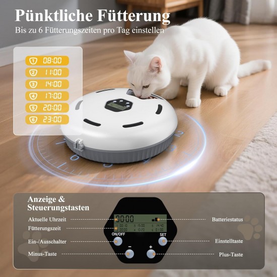 Zyncove Automatic Cat Feeder Wet Food with Cooling: Wet Automatic Feeder for Cats, Battery Operated Cat Food Automatic - 6 Meals for Pets (Batteries Not Included) Zyncove Automatic Cat Feeder Wet Food with Cooling: Wet Automatic Feeder for Cats, Battery Operated Cat Food Automatic - 6 Meals for Pets (Batteries Not Included)