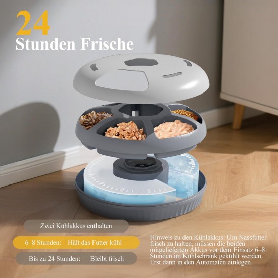 Zyncove Automatic Cat Feeder Wet Food with Cooling: Wet Automatic Feeder for Cats, Battery Operated Cat Food Automatic - 6 Meals for Pets (Batteries Not Included) Zyncove Automatic Cat Feeder Wet Food with Cooling: Wet Automatic Feeder for Cats, Battery Operated Cat Food Automatic - 6 Meals for Pets (Batteries Not Included)
