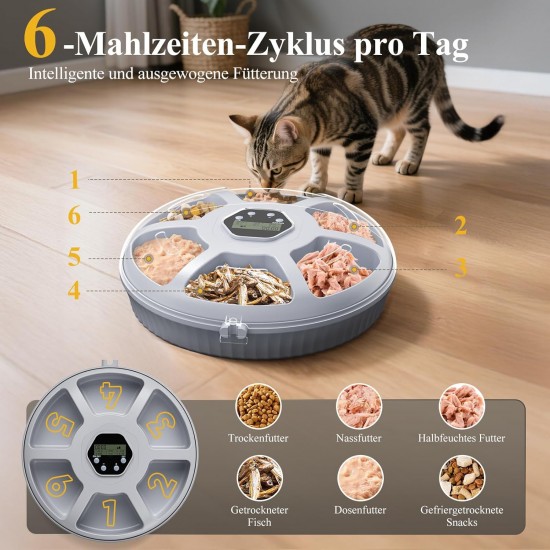 Zyncove Automatic Cat Feeder Wet Food with Cooling: Wet Automatic Feeder for Cats, Battery Operated Cat Food Automatic - 6 Meals for Pets (Batteries Not Included) Zyncove Automatic Cat Feeder Wet Food with Cooling: Wet Automatic Feeder for Cats, Battery Operated Cat Food Automatic - 6 Meals for Pets (Batteries Not Included)