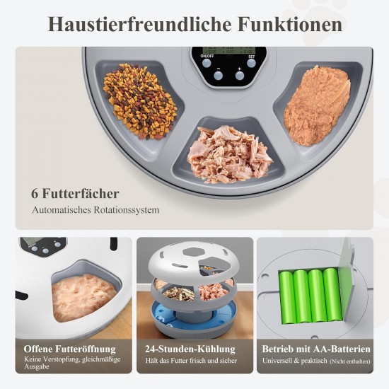 Zyncove Automatic Cat Feeder Wet Food with Cooling: Wet Automatic Feeder for Cats, Battery Operated Cat Food Automatic - 6 Meals for Pets (Batteries Not Included) Zyncove Automatic Cat Feeder Wet Food with Cooling: Wet Automatic Feeder for Cats, Battery Operated Cat Food Automatic - 6 Meals for Pets (Batteries Not Included)