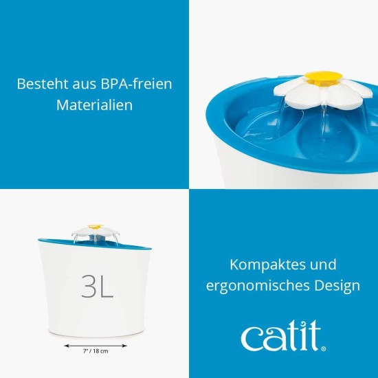 catit Senses 2.0 43742W, Flower Water Fountain, Single, White catit Senses 2.0 43742W, Flower Water Fountain, Single, White