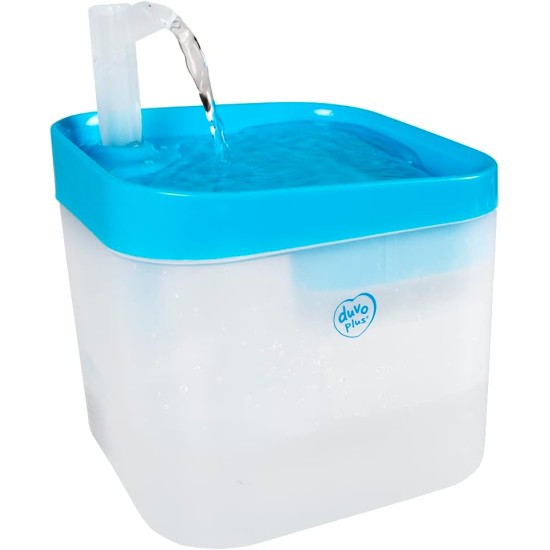 duvoplus Water Fountain Transparent 16.5 x 16.5 x 21 cm Blue/White