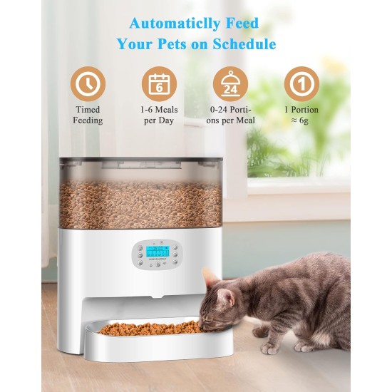 honeyguaridan Automatic Cat Feeder 6L Cat Feeder with Timer and Desiccant Box, Portion Control, Voice Message, 1-6 Meals a Day - for Cats and Small/Medium Dogs honeyguaridan Automatic Cat Feeder 6L Cat Feeder with Timer and Desiccant Box, Portion Control, Voice Message, 1-6 Meals a Day - for Cats and Small/Medium Dogs